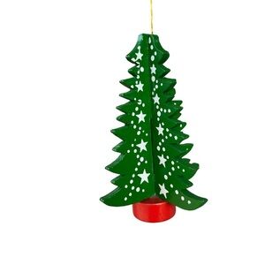 Vintage Midwest Imports Wooden Christmas Tree Ornament Stars Made in Taiwan 4.5”